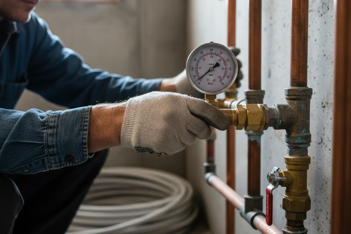 Pressure testing a repaired line during Water Line Repair in West Winfield